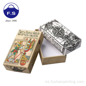 Juego de cartas de juego de tarot personalizado con caja de tapa dura